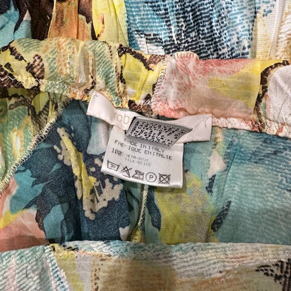 Roberto Cavalli Silk Floral Tropical Print Knee Skirt, size L - Picture 6 of 7